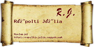 Rápolti Júlia névjegykártya